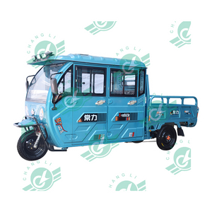 1000W 3 Wheels Motorized Nigeria Deliver Double Row Cargo Truck Tricycle Electric Trike with Cabin for Sale