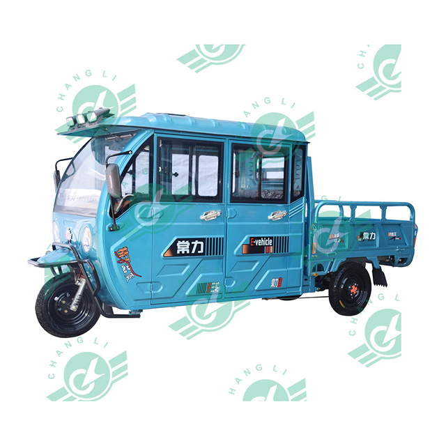1000W 3 Wheels Motorized Nigeria Deliver Double Row Cargo Truck Tricycle Electric Trike with Cabin for Sale