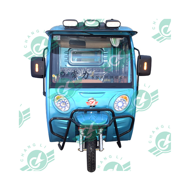 1000W 3 Wheels Motorized Nigeria Deliver Double Row Cargo Truck Tricycle Electric Trike with Cabin for Sale